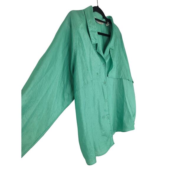 Diane Von Furstenberg Vintage Blouse 20 Womens Plus Size Green Button Front - Picture 4 of 7